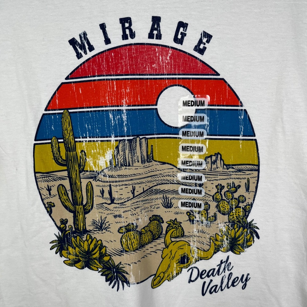 Fruit of the Loom Death Valley Graphic‎ T-Shirt Desert Mirage White Size Medium
